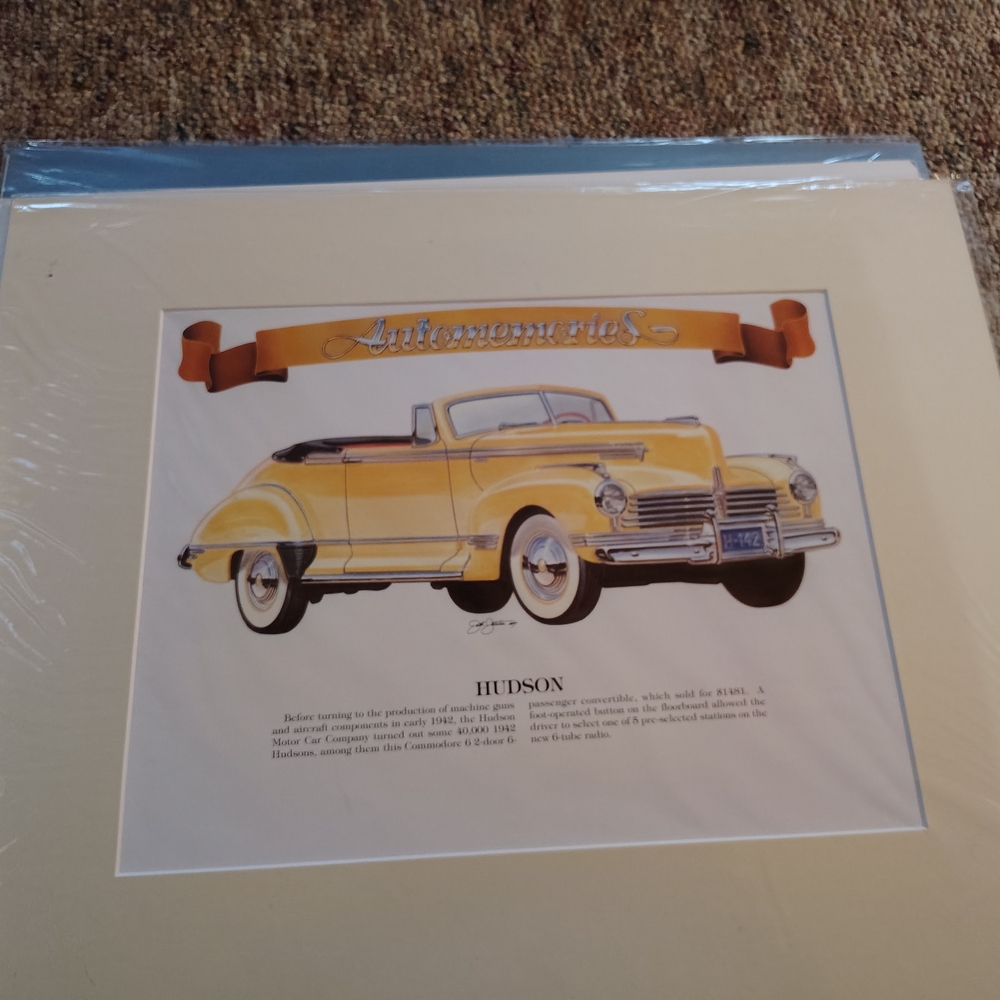 Hudson Jeans Yellow Convertible Car Art & Decals Wall Decor